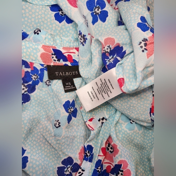 Talbots Floral Sleeveless Shirt - Blue and Pink - Picture 4 of 4